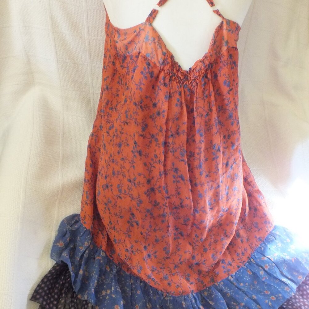 Floral Orange and Blue Women's Dress